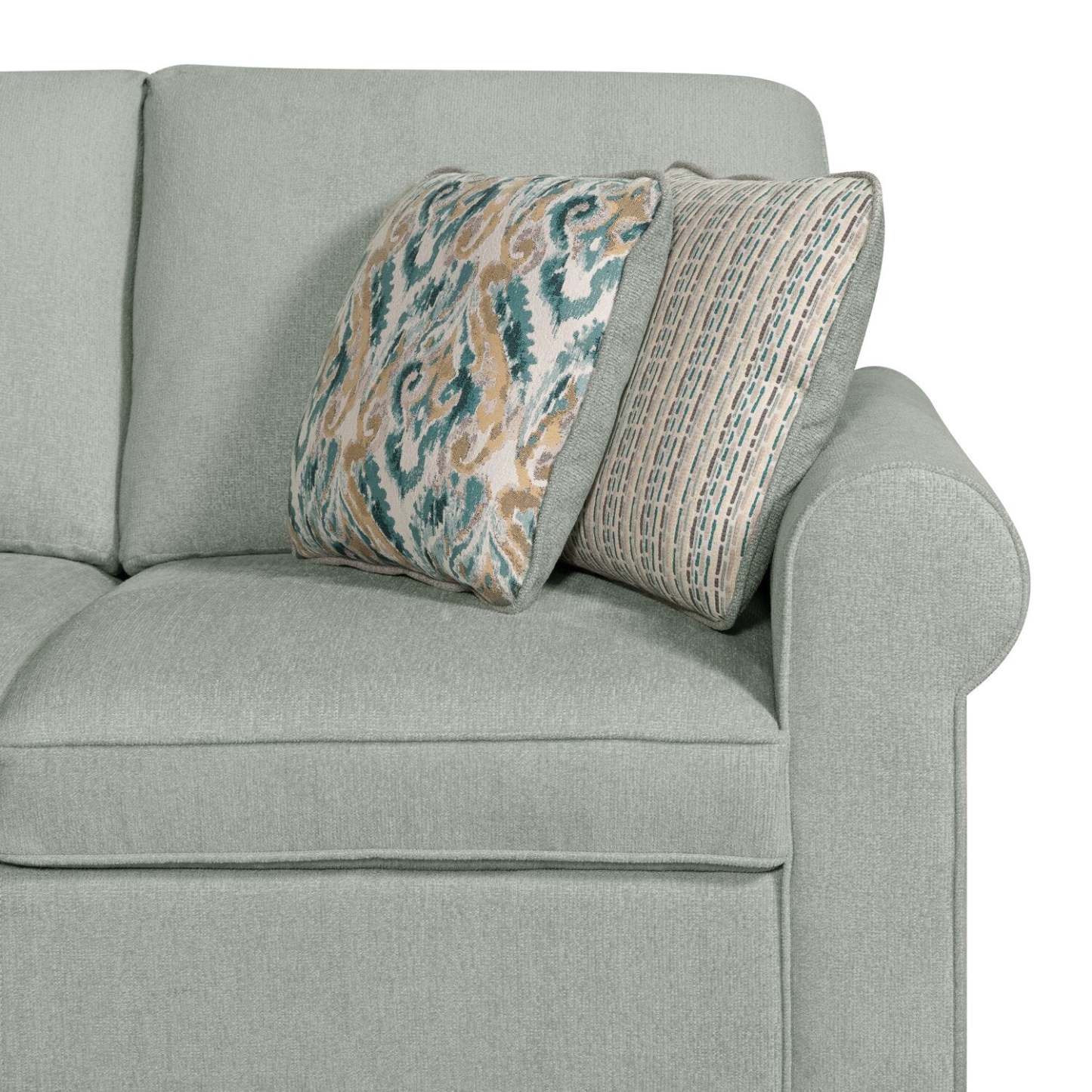 Canapé lit sectionnel de gauche Haven de Scott Living 3 pièces en tissu chenille avec fauteuil long de rangement - bleu écume de mer