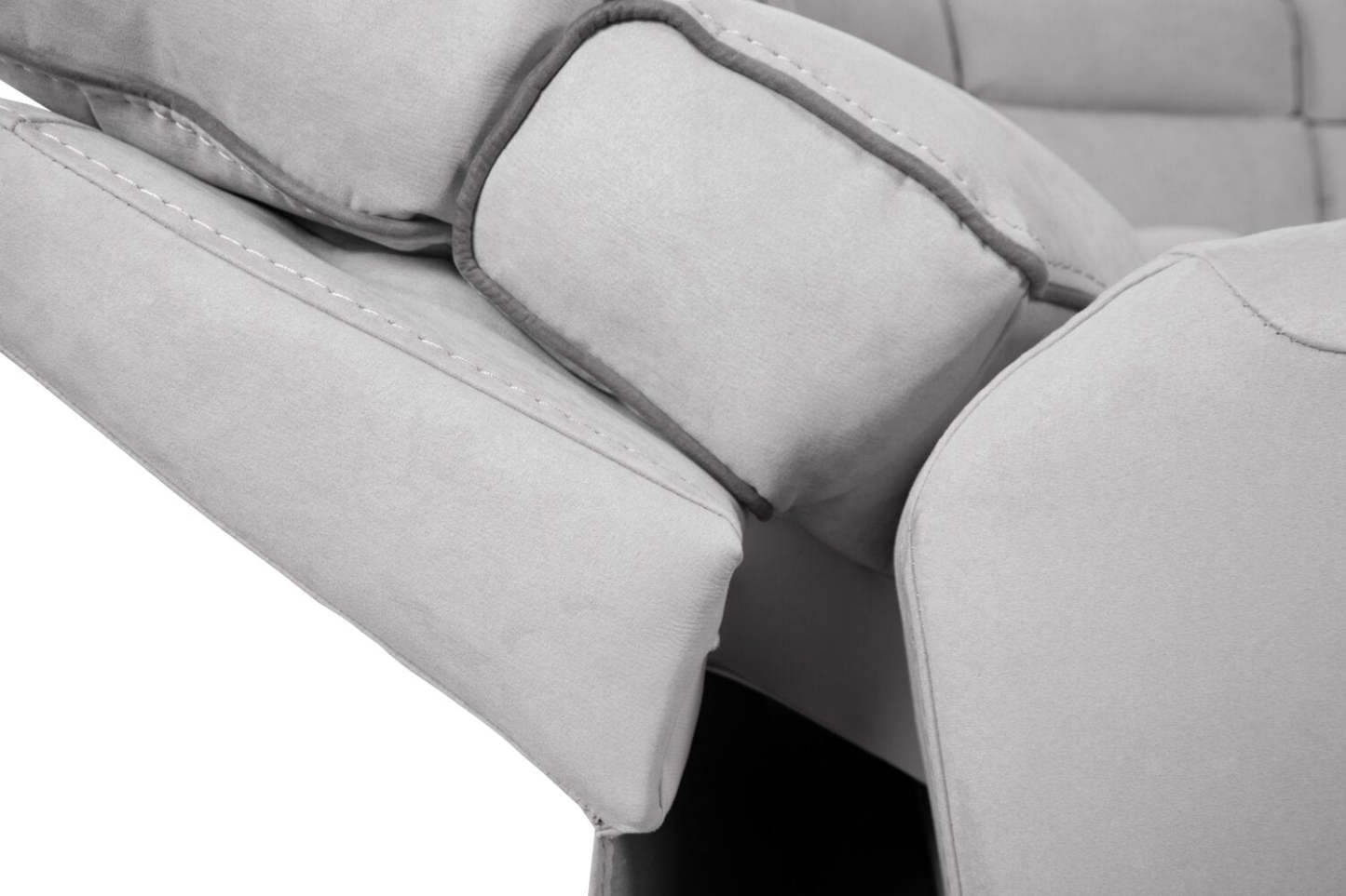 Cindy Crawford Home Newport 6-Piece Faux Suede Power Reclining Sectional with Armless Reclining Chair - Grey | Sofa sectionnel à inclinaison électrique Newport de Cindy Crawford Home 6 pièces en suédine avec fauteuil inclinable sans accoudoirs - gris