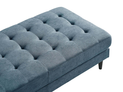 Ottoman en tissu Metro 63 avec coussin capitonné - Bleu denim | Pouf Metro de 63 po en tissu avec coussin capitonné - bleu denim