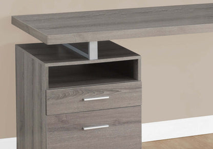 Bureau réglable Heather 60 avec 2 tiroirs et compartiment ouvert - Taupe foncé|Bureau réglable Heather de 60 po à 2 tiroirs et compartiment ouvert - taupe foncé