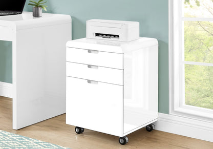 Hobson 18.25 3-Drawer Classeur - Glossy White|Classeur Hobson de 18,25 po à 3 tiroirs - blanc lustré