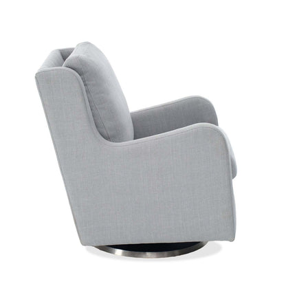 Ellie 29 Linen-Look Fabric Swivel Glider Accent Chair with Wingback and Recessed Arms - Grey | Fauteuil d’appoint à oreilles coulissant et pivotant Ellie de 29 po en tissu d’apparence lin avec accoudoirs en retrait - gris