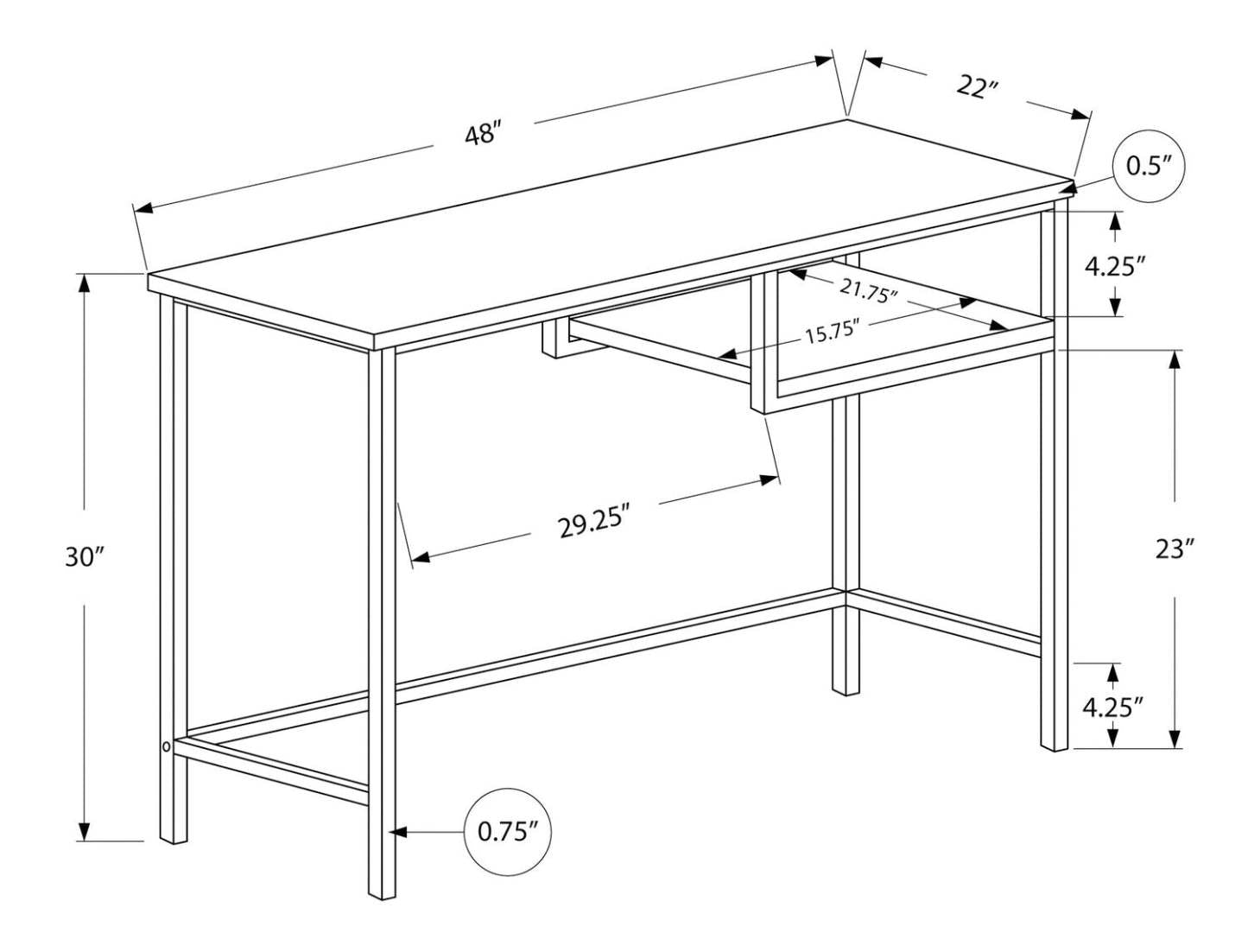 Bureau Frankie 48 avec étagère - Blanc|Bureau Franzie de 48 po avec étagère - blanc