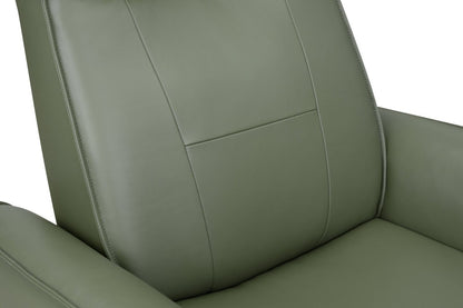 Fauteuil de massage à inclinaison électrique Serene de 31 po en cuir avec véritables appuie-tête électrique et siège chauffant - vert