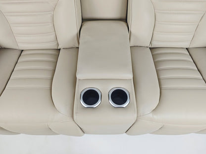 Zen 75.5 Tissu d'apparence cuir Canapé de massage inclinable électrique avec console réfrigérée - Abricot