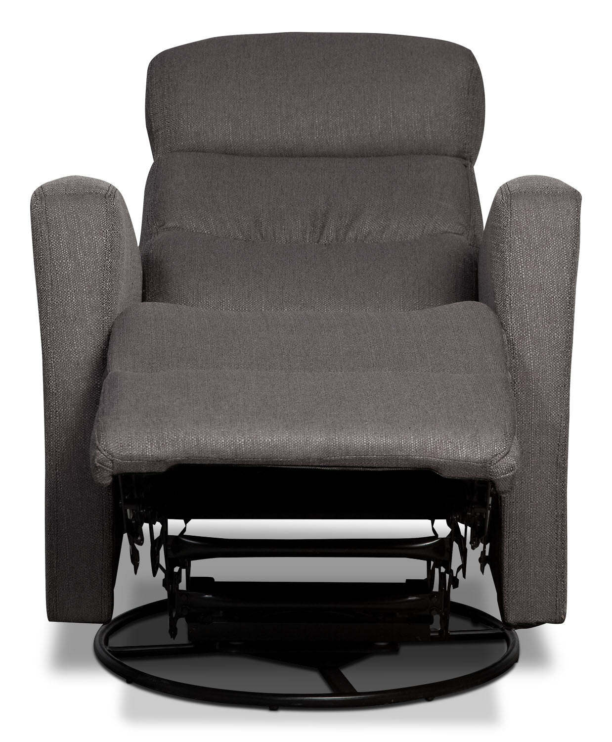 Fauteuil inclinable et berçant pivotant en tissu d'apparence lin Penny 29.1 - Gris | Fauteuil pivotant, berçant et inclinable Penny de 29,1 po en tissu d'apparence lin - gris