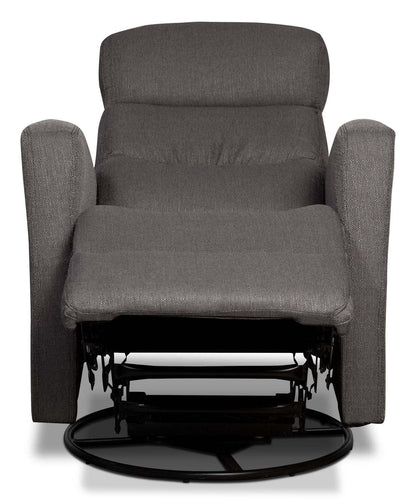 Fauteuil inclinable et berçant pivotant en tissu d'apparence lin Penny 29.1 - Gris | Fauteuil pivotant, berçant et inclinable Penny de 29,1 po en tissu d'apparence lin - gris