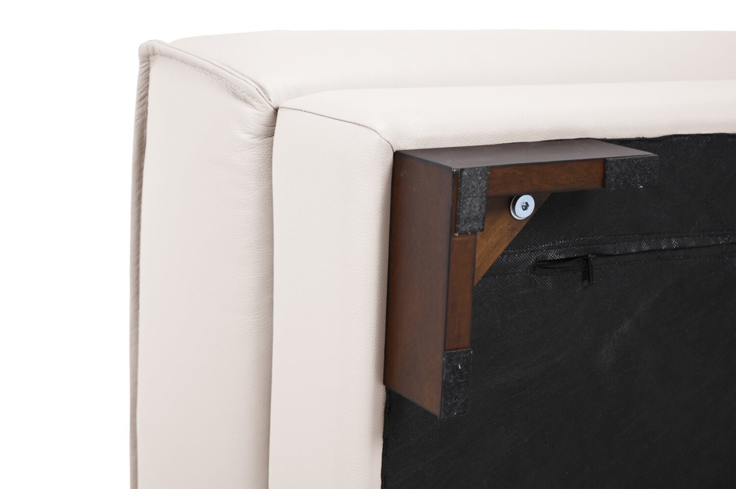 Ottoman Citadel 28 en cuir véritable de première qualité avec pieds en bois - Blanc givré | Pouf Citadel de 28 po en cuir de qualité supérieure avec pattes en bois véritable - blanc givré