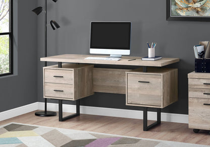 Bureau réversible Teagan 60 à 3 tiroirs - Taupe|Bureau réversible Teagan de 60 po à 3 tiroirs - taupe