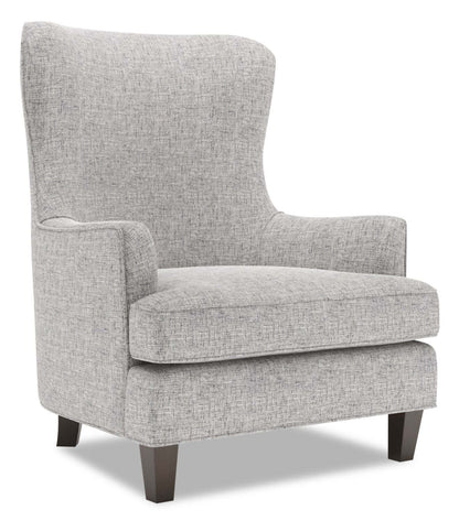 Fauteuil d'appoint à oreilles personnalisable Sofa Lab de 32 po fabriqué au Canada en tissu d'apparence lin - gris Luna Domino | AILE2191