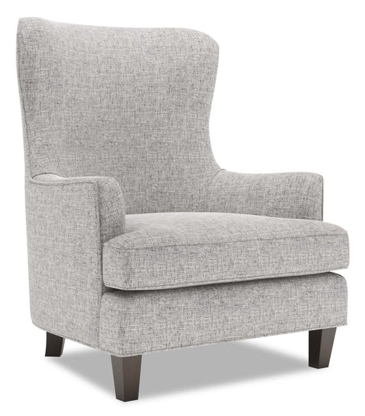 Fauteuil d'appoint à oreilles personnalisable Sofa Lab de 32 po fabriqué au Canada en tissu d'apparence lin - gris Luna Domino | AILE2191