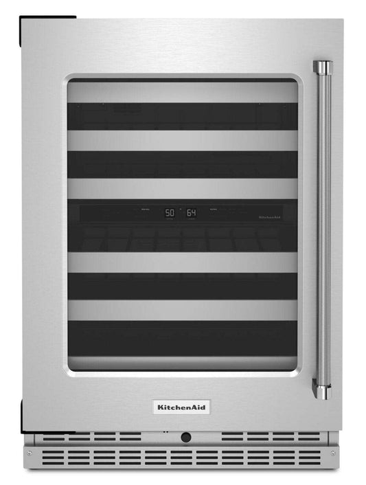 Réfrigérateur à vin KitchenAid de 5 pi³ et de 24 po sous le comptoir - acier inoxydable - KUWL314KSS | KitchenAid 24 5 Cu. Ft. Undercounter Wine Refrigerator - Stainless Steel - KUWL314KSS