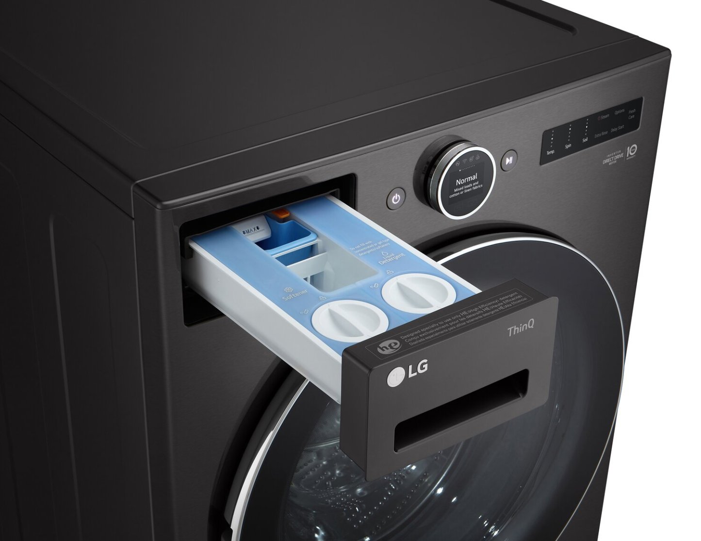Laveuse à la vapeur intelligente haute efficacité LG à chargement frontal de 5,8 pi³ - acier noir - empilable - WM6700HBA | LG 5.8 Cu. Ft. Smart Front-Load High-Efficiency Steam Washer - Black Steel - Stackable - WM6700HBA