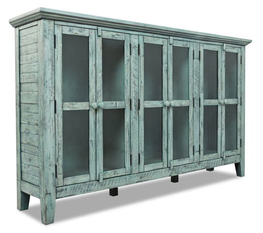 Rocco 70 6-Door Large Accent Cabinet - Vintage Blue|Grande armoire décorative Rocco de 70 po avec 6 portes - bleu antique
