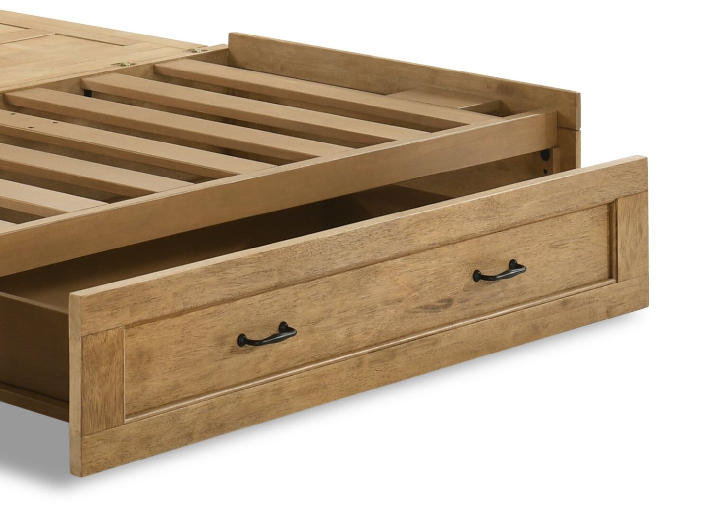 Armoire-lit Parker avec matelas en mousse à mémoire de forme, brune - format grand lit