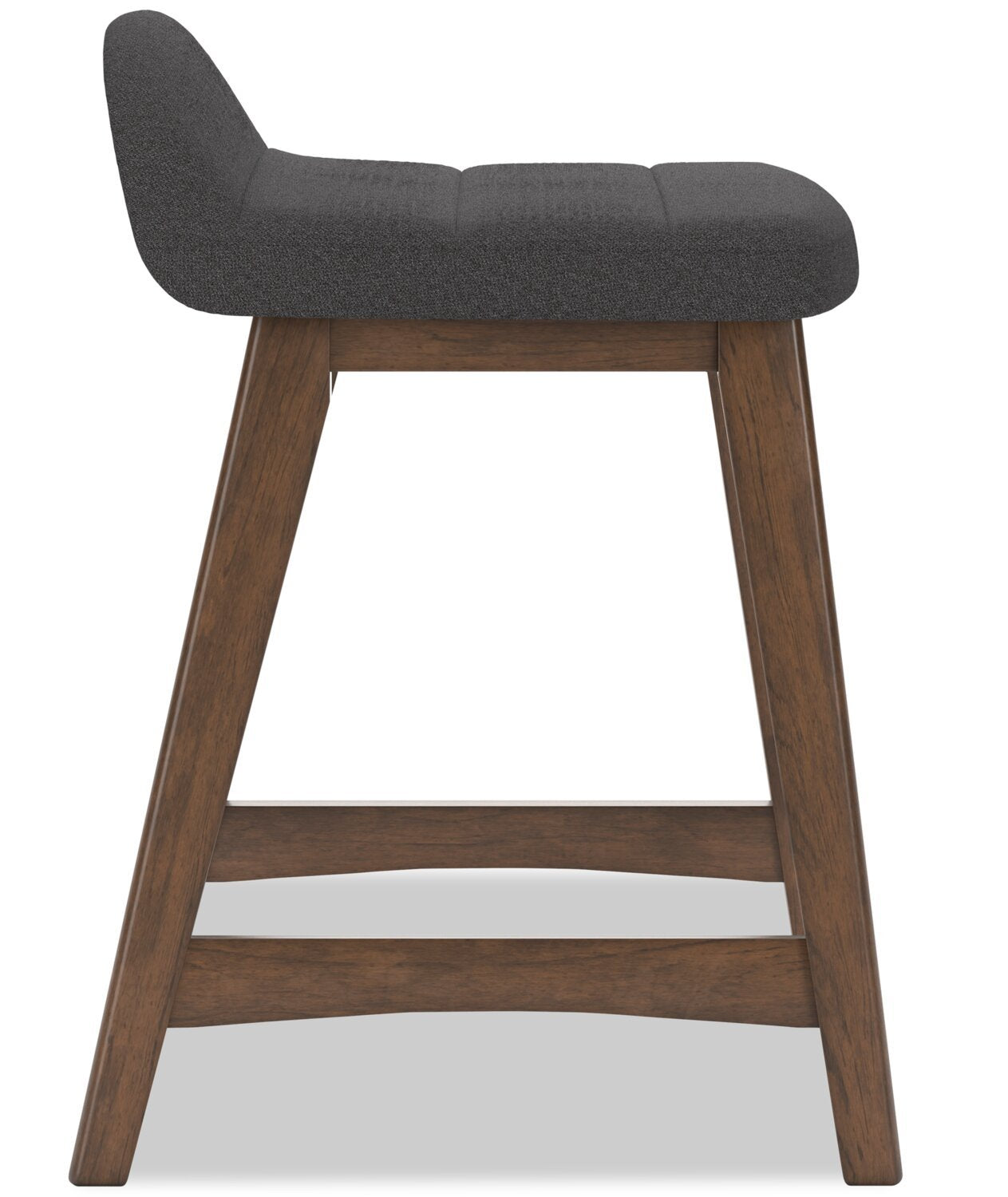 Tabouret à hauteur de comptoir Jovi avec tissu d'apparence lin, Bois - Charbon | Tabouret Jovi de hauteur comptoir en tissu d'apparence lin et en bois - anthracite