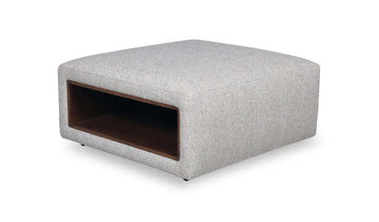Geneva 32.5 Chenille Fabric Cocktail Ottoman with Storage and Wood Legs - Cloud Beige | Pouf table à café Geneva de 32,5 po en tissu de chenille avec rangement et pattes en bois - beige nuage