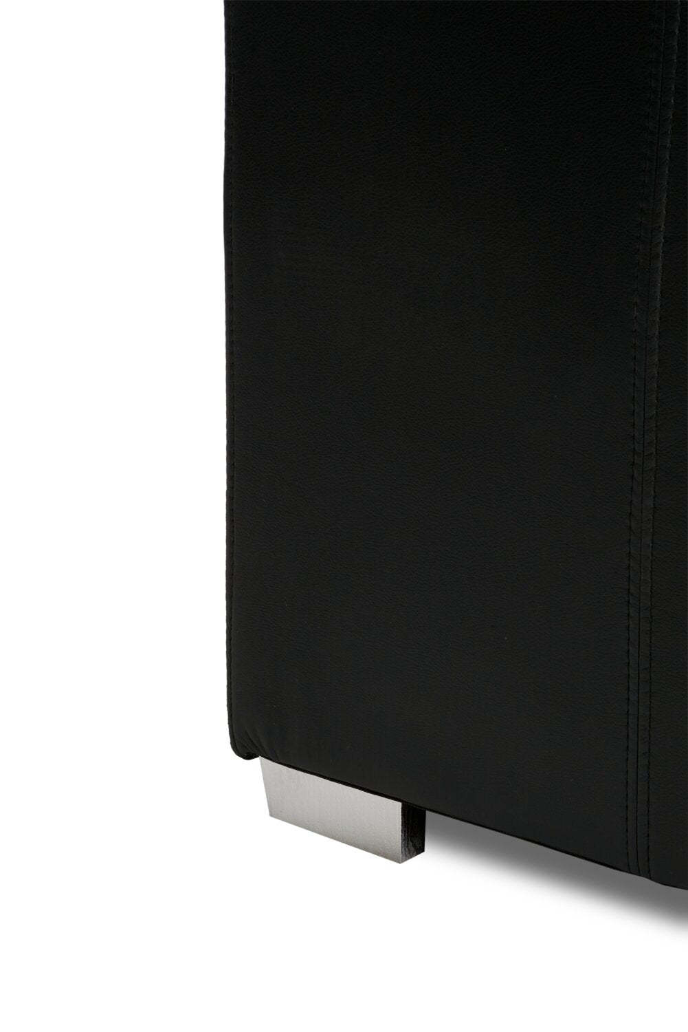 Sofa-lit Drake de 87 po en tissu d’apparence cuir avec lit rétractable, appuie-têtes relevables et capitonnage à boutons - noir