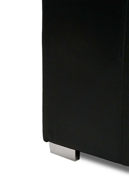 Sofa-lit Drake de 87 po en tissu d’apparence cuir avec lit rétractable, appuie-têtes relevables et capitonnage à boutons - noir