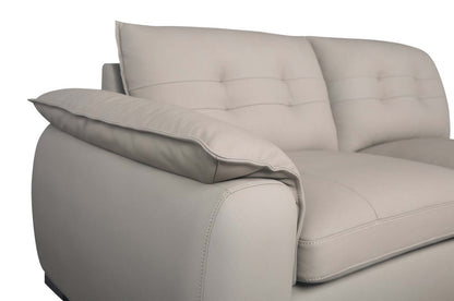 Raya Modular 5-Piece Right-Facing Genuine Leather Sectional with Storage Console and Wood Legs - Stone Beige | Canapé sectionnel modulaire de droite Raya 5 pièces en cuir véritable avec console de rangement et pieds en bois - beige pierre