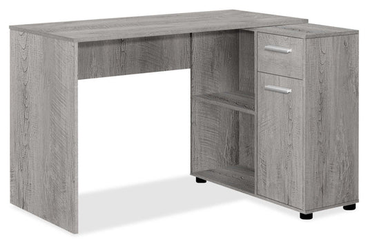 Bureau d'ordinateur en forme de L Bristol 46 avec étagères, tiroir et armoire - Gris|Bureau d'ordinateur en forme de L Bristol de 46 po avec tablettes, tiroir et armoire - gris