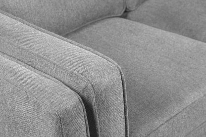 Kort & Co. Causeuse Kassia 65,4 po en tissu d’apparence lin avec base et pattes en bois - grise