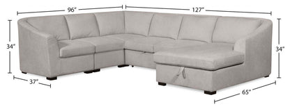 Envy 5-Piece Right-Facing Chenille Fabric Sleeper Sectional with Storage Chaise - Fog Grey | Canapé-lit sectionnel droit Envy 5 pièces en tissu de chenille avec chaise longue de rangement - gris brouillard