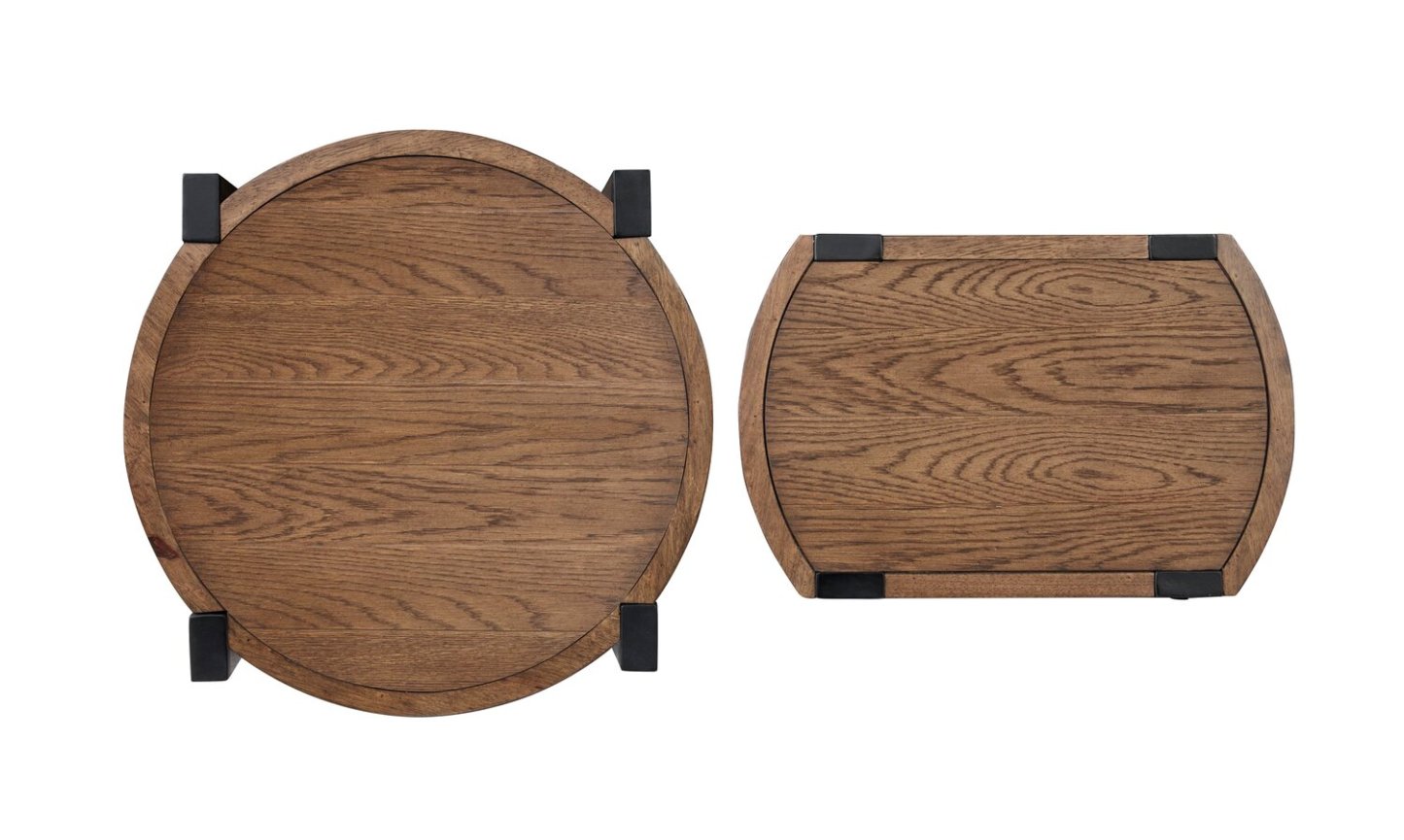 Gordon 22” 2-Piece Round Solid Wood Nesting Accent Table - Brown | 2 tables d’appoint gigognes rondes Gordon de 22 po en bois massif - brunes