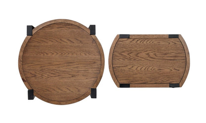 Gordon 22” 2-Piece Round Solid Wood Nesting Accent Table - Brown | 2 tables d’appoint gigognes rondes Gordon de 22 po en bois massif - brunes