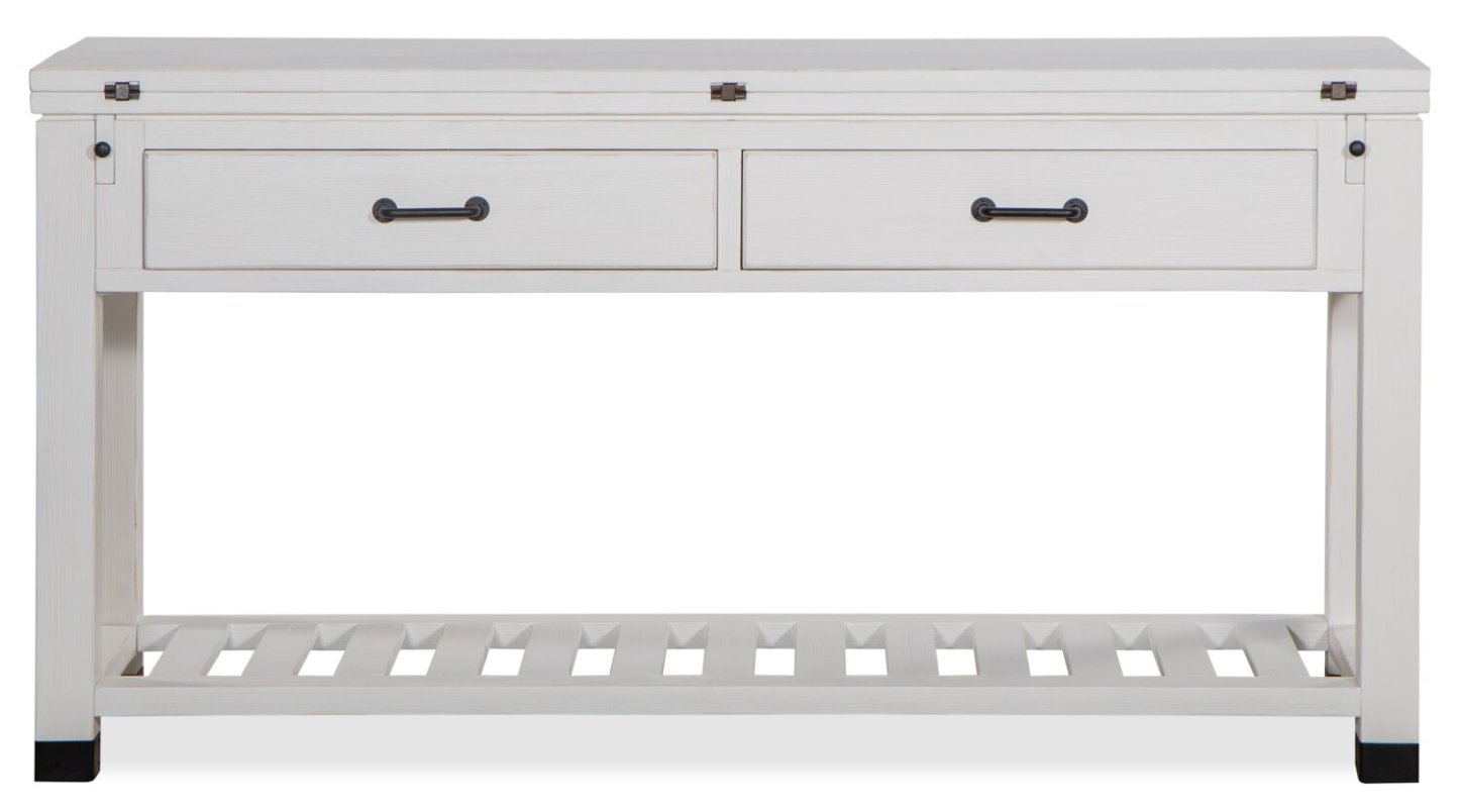 Harper 60 Modern Sofa Table with Storage and Shelf - White Pine|Table de salon moderne Harper de 60 po avec rangement et tablette - pin blanc