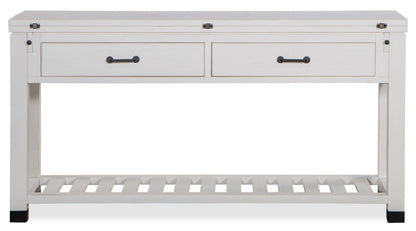 Harper 60 Modern Sofa Table with Storage and Shelf - White Pine|Table de salon moderne Harper de 60 po avec rangement et tablette - pin blanc
