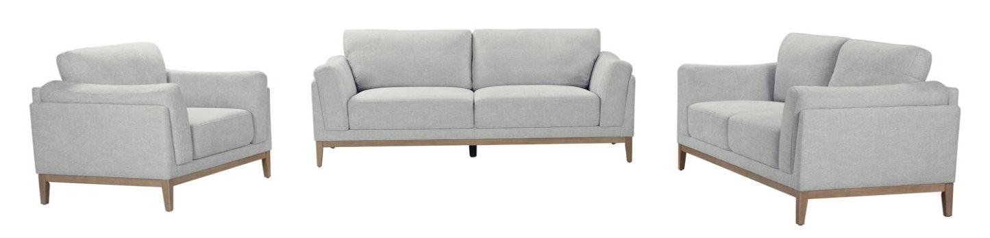 Chaise en tissu Valley 44 avec base et pieds en bois d'hévéa - Gris | Fauteuil Valley de 44 po en tissu avec base et pattes en hévéa - gris