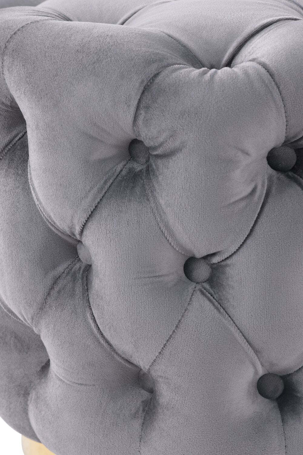 Pouf rond Adell de 17 po en tissu avec base dorée - gris