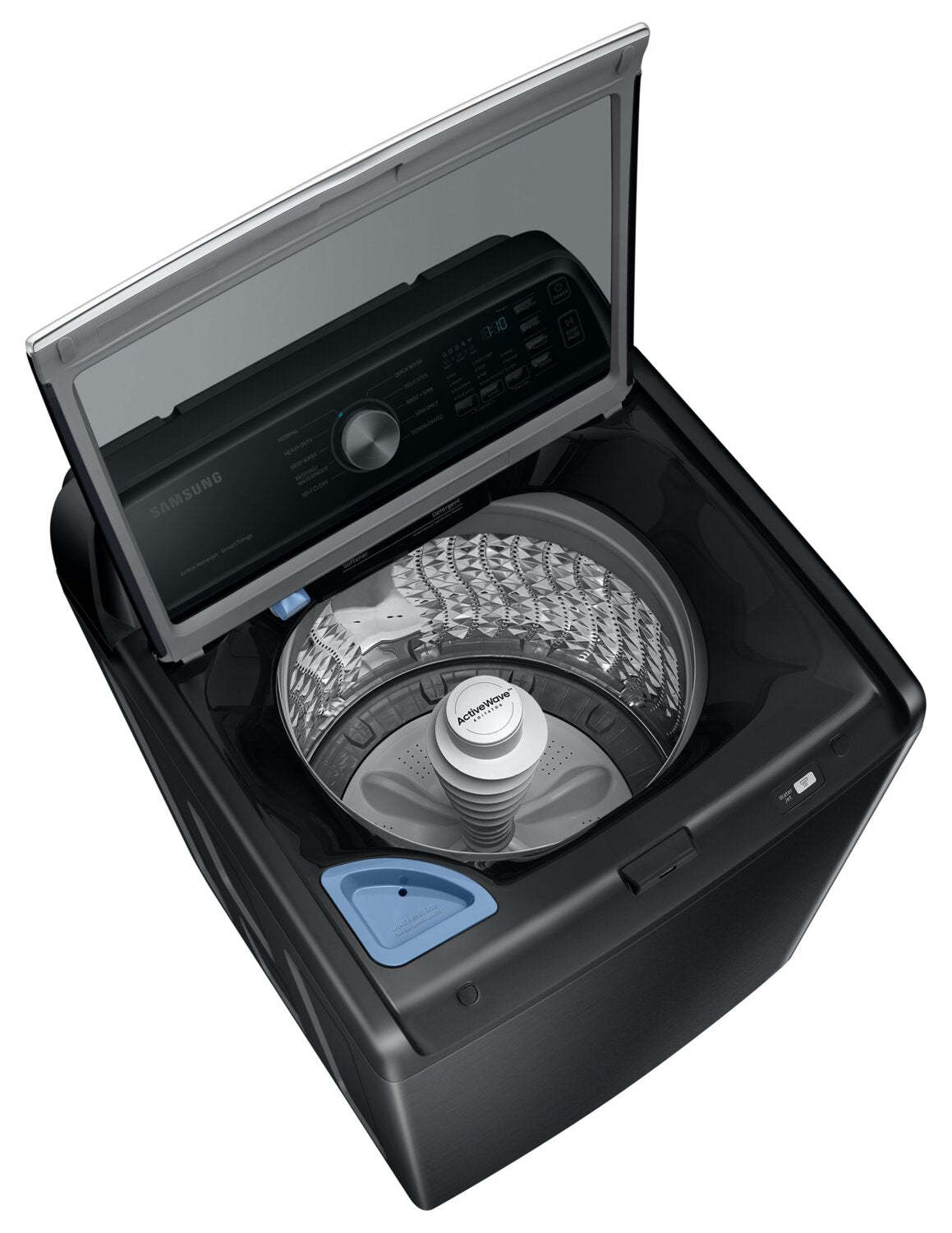 Samsung 5,4 Cu. Fort. Laveuse à chargement par le haut - Acier inoxydable noir - WA46CG3505AVA4 | Laveuse Samsung à chargement par le haut de 5,4 pi³ - acier inoxydable noir - WA46CG3505AVA4