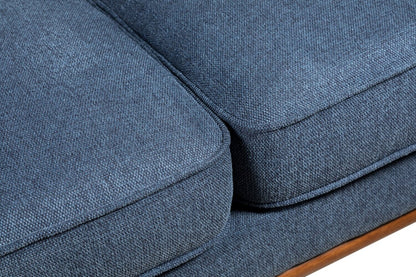 Causeuse Kassia de Kort & Co. de 65,4 po en tissu d’apparence lin avec base et pattes en bois - bleue