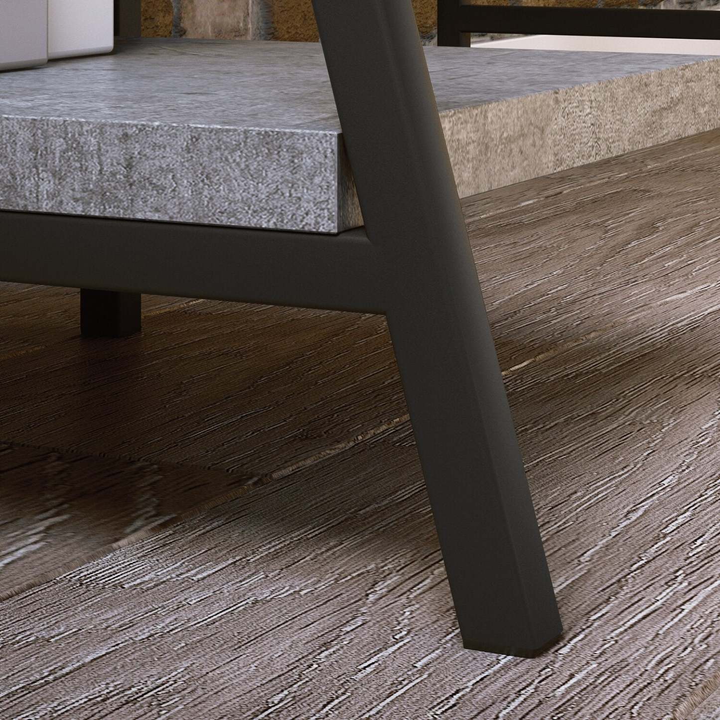 Bureau James de 43 po avec crédence et tablettes - gris