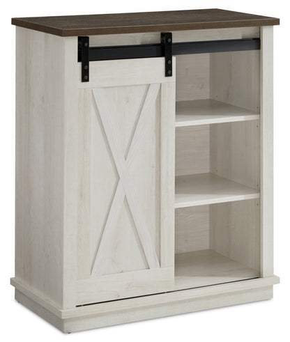 Armoire d'appoint Bristow 31" avec tablettes et porte de grange coulissante - Chêne blanc | Armoire décorative Bristow de 31 po avec tablettes et porte de grange coulissante - chêne blanc | BRIWHACC