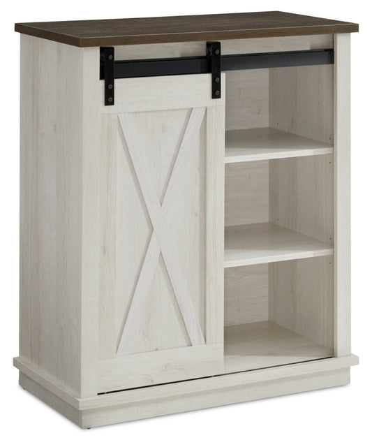 Armoire d'appoint Bristow 31" avec tablettes et porte de grange coulissante - Chêne blanc | Armoire décorative Bristow de 31 po avec tablettes et porte de grange coulissante - chêne blanc | BRIWHACC