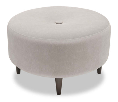 Fabriqué au Canada Sofa Lab personnalisable Pouf The Curve 31 en tissu d'apparence lin - Pax gris ardoise | Pouf The Curve de Sofa Lab de 31 po fabriqué au Canada en tissu d'apparence lin - gris Pax Slate | CURV3049