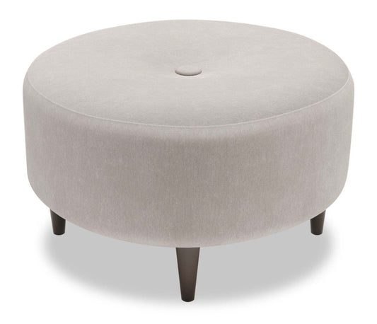 Fabriqué au Canada Sofa Lab personnalisable Pouf The Curve 31 en tissu d'apparence lin - Pax gris ardoise | Pouf The Curve de Sofa Lab de 31 po fabriqué au Canada en tissu d'apparence lin - gris Pax Slate | CURV3049