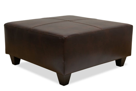 Fabriqué au Canada Pouf Addison 37 en similicuir - Brun | Pouf Addison de 37 po fabriqué au Canada d'apparence cuir - brun