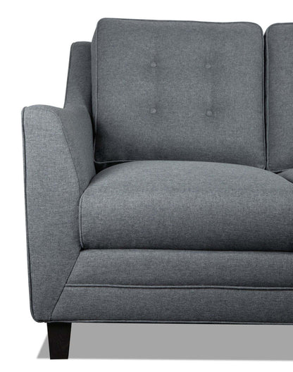 Novalee 57 po causeuse en tissu d’apparence lin avec accoudoirs évasés et capitonnage à boutons - grise