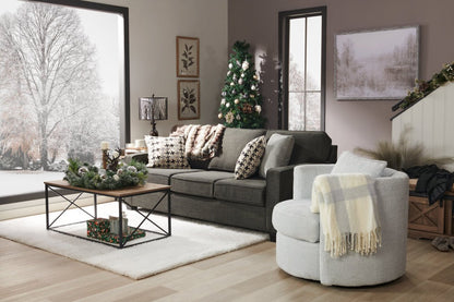 Made in Canada Petite 36 Chenille Fabric Swivel Cuddler Accent Chair - Teddy Star Grey | Fauteuil d’appoint pivotant Cuddler Petite de 36 po fabriqué au Canada en tissu de chenille - gris Teddy Star