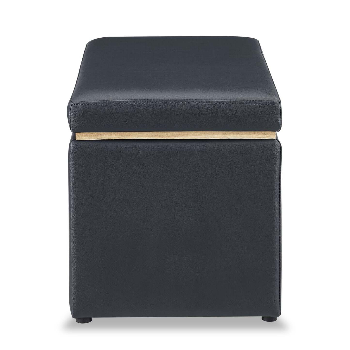 Edmonton 32 Storage Ottoman - Navy Faux Leather|Pouf de rangement Edmonton de 32 po - similicuir bleu marine
