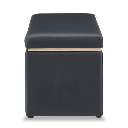 Edmonton 32 Storage Ottoman - Navy Faux Leather|Pouf de rangement Edmonton de 32 po - similicuir bleu marine