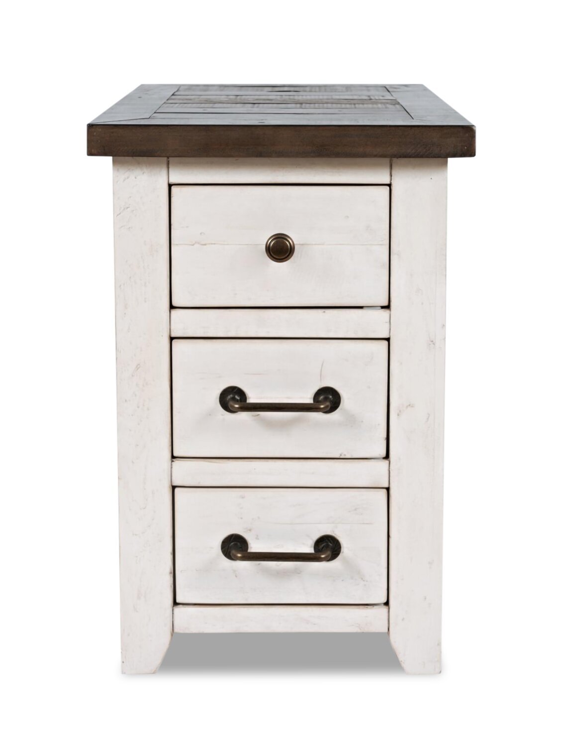 Morgan 16 Rustic Powered Chairside Table with Storage - White with Reclaimed Wood|Table de fauteuil rustique Morgan de 16 po avec rangement - blanche avec bois recyclé