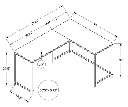 Karter 58.25 Bureau d'angle en forme de L - Espresso|Bureau en coin en forme de L Karter de 58,25 po - espresso