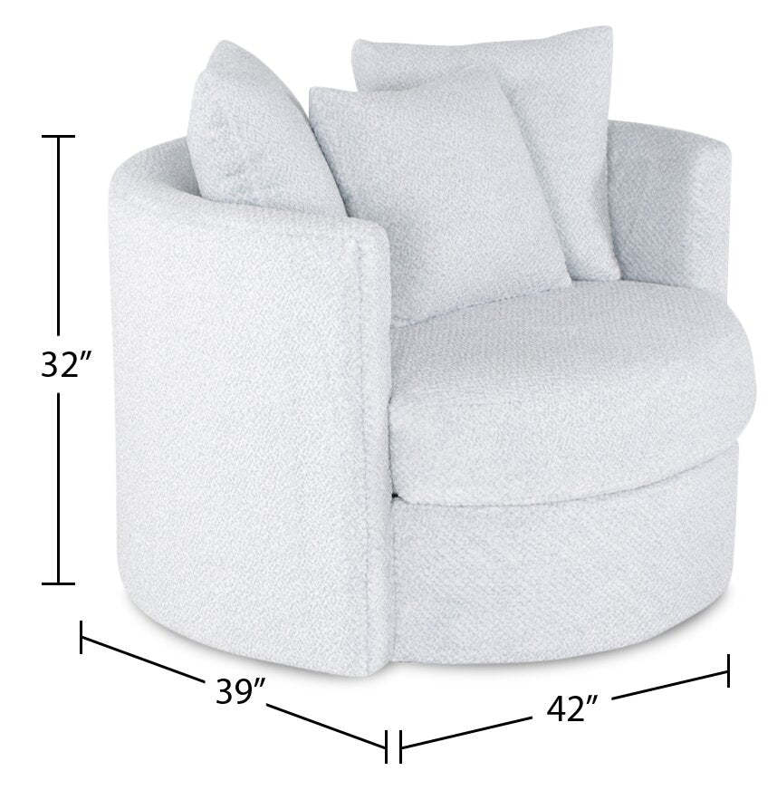 Fauteuil d'appoint pivotant Cuddler Midi de 42 po fabriqué au Canada en tissu chenille - gris Teddy Star