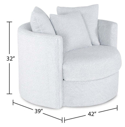 Fauteuil d'appoint pivotant Cuddler Midi de 42 po fabriqué au Canada en tissu chenille - gris Teddy Star