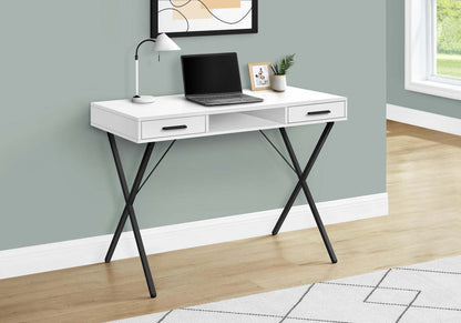 Bureau Rowan 42 avec 2 tiroirs et compartiment ouvert - Blanc|Bureau Rowan de 42 po à 2 tiroirs et compartiment ouvert - blanc